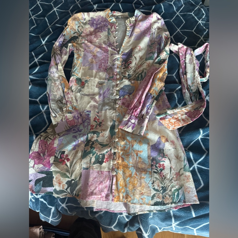 Zara floral mini long sleeve dress